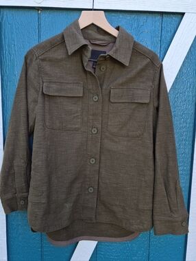 Banana Republic Petite Small Utility Shirt Jacket Green Button Front Women’s